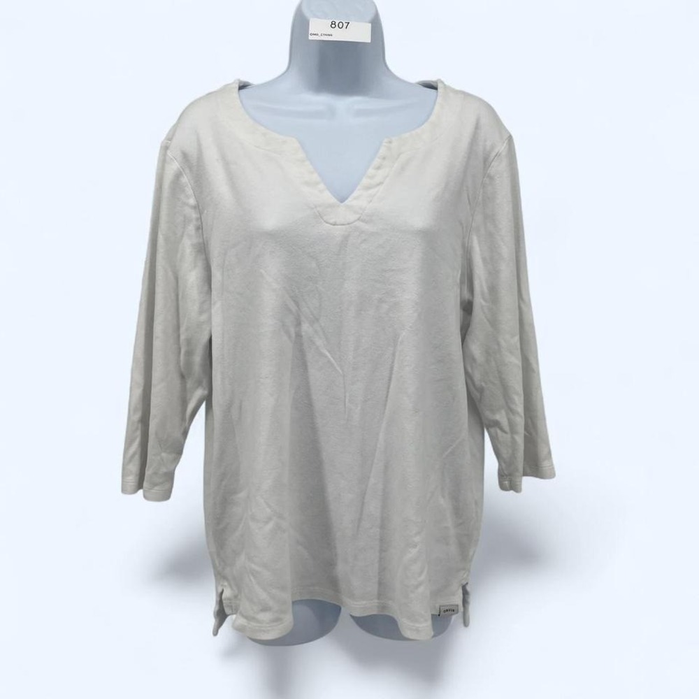 Orvis Classic Pima Cotton White 3/4 Sleeve Top Women's XL Casual